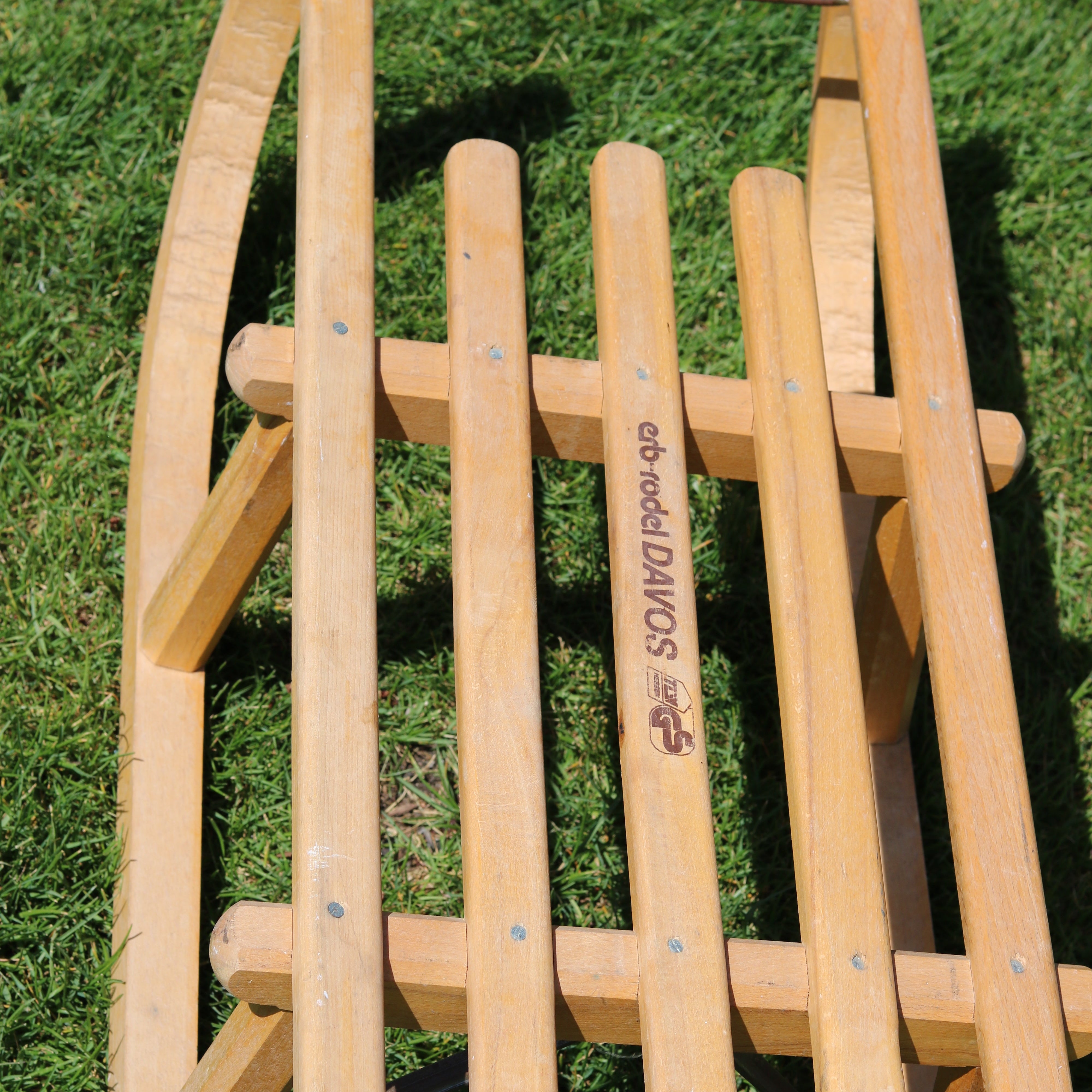 Vintage Erb Rodel Davos Wood Sled Iron Runners