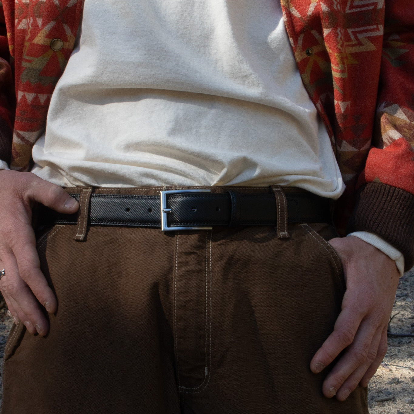 Black Leather metal buckle Belt