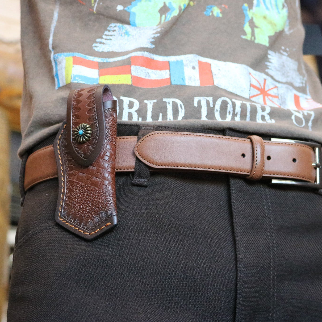 Foldable Pocket Knife Leather Sheath
