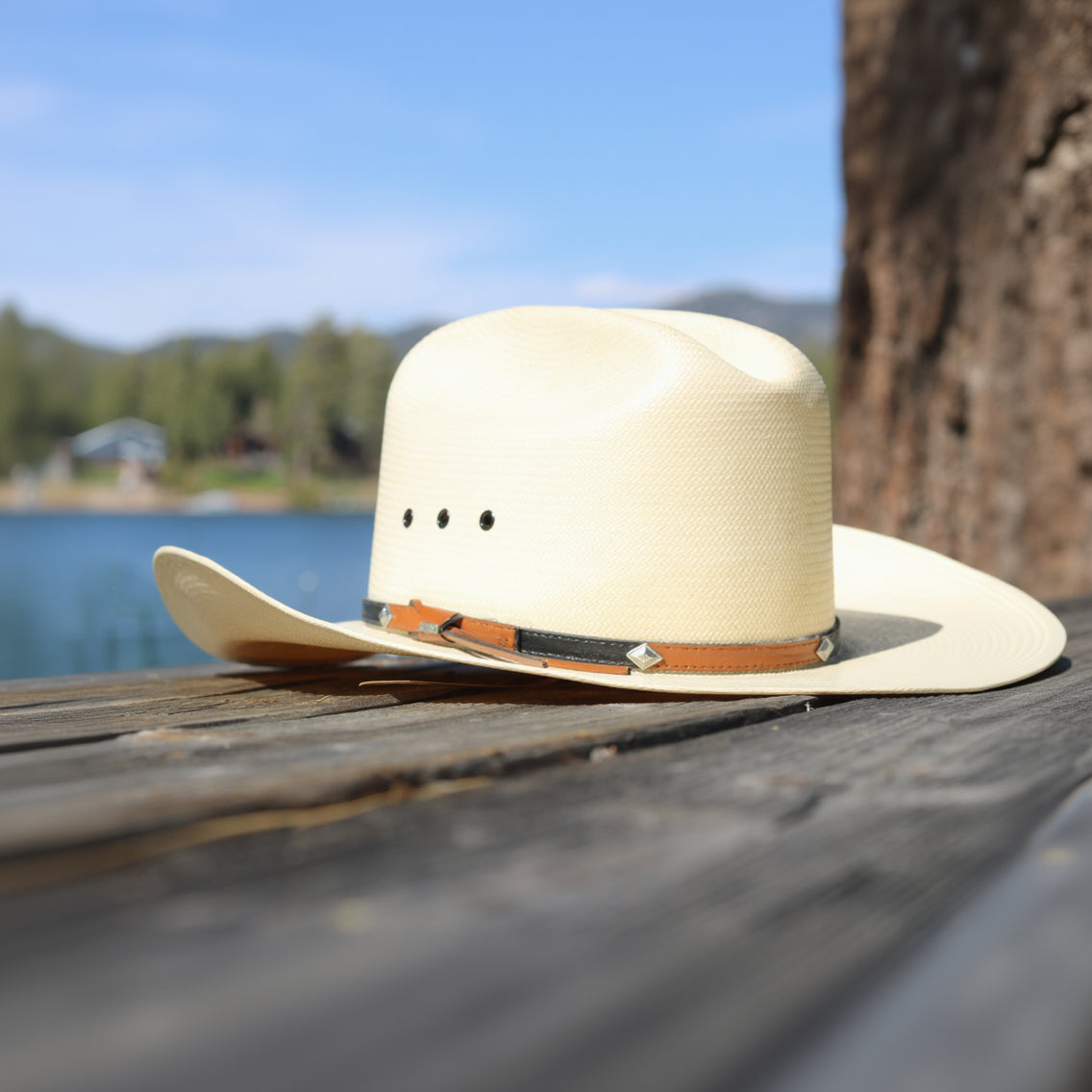 vintage stetson straw cowboy hat shantung panama size 7 56cm western summer hat leather band
