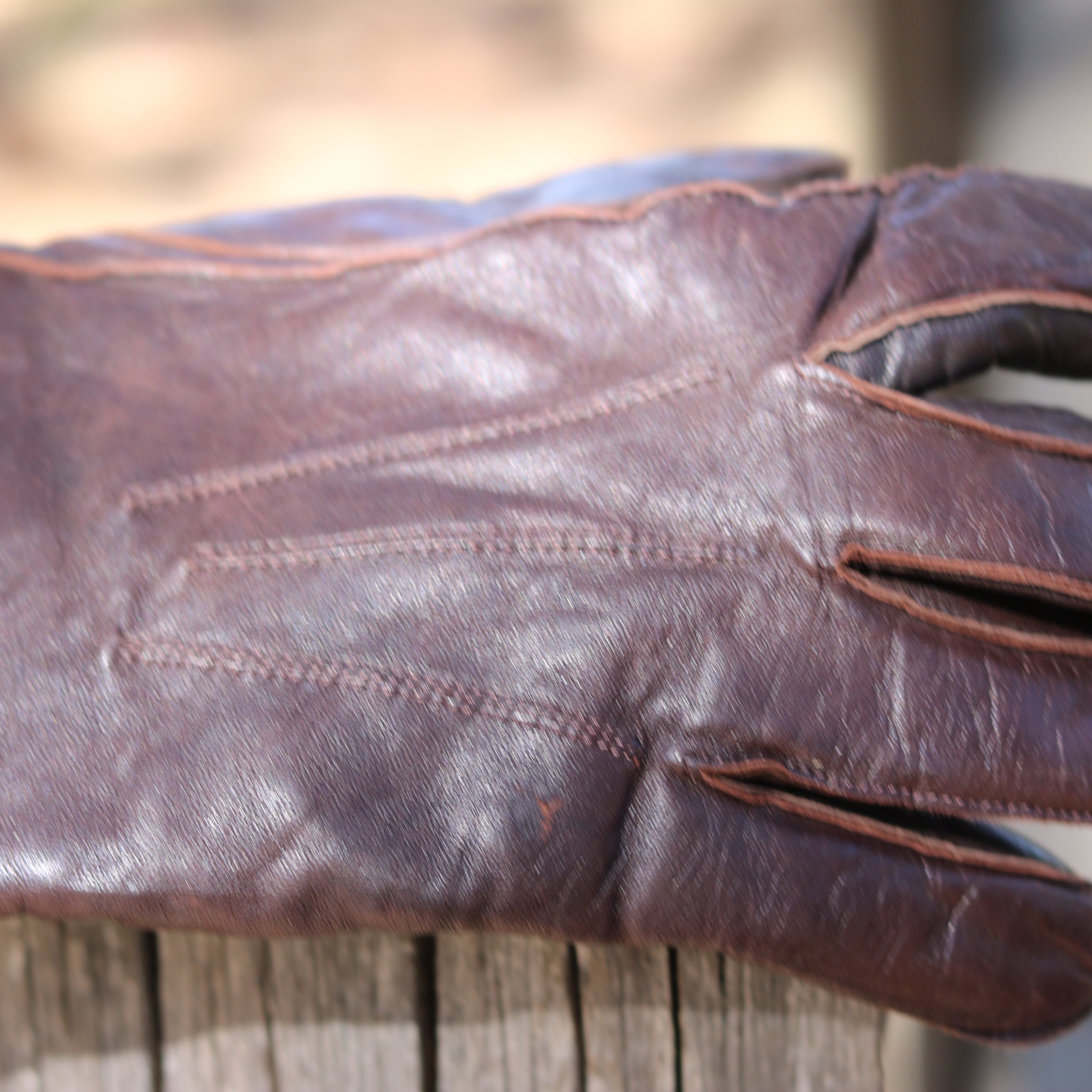 Vintage Brown Leather Goves "Coach" Made in Hungary 100% Shearling Wool Lined