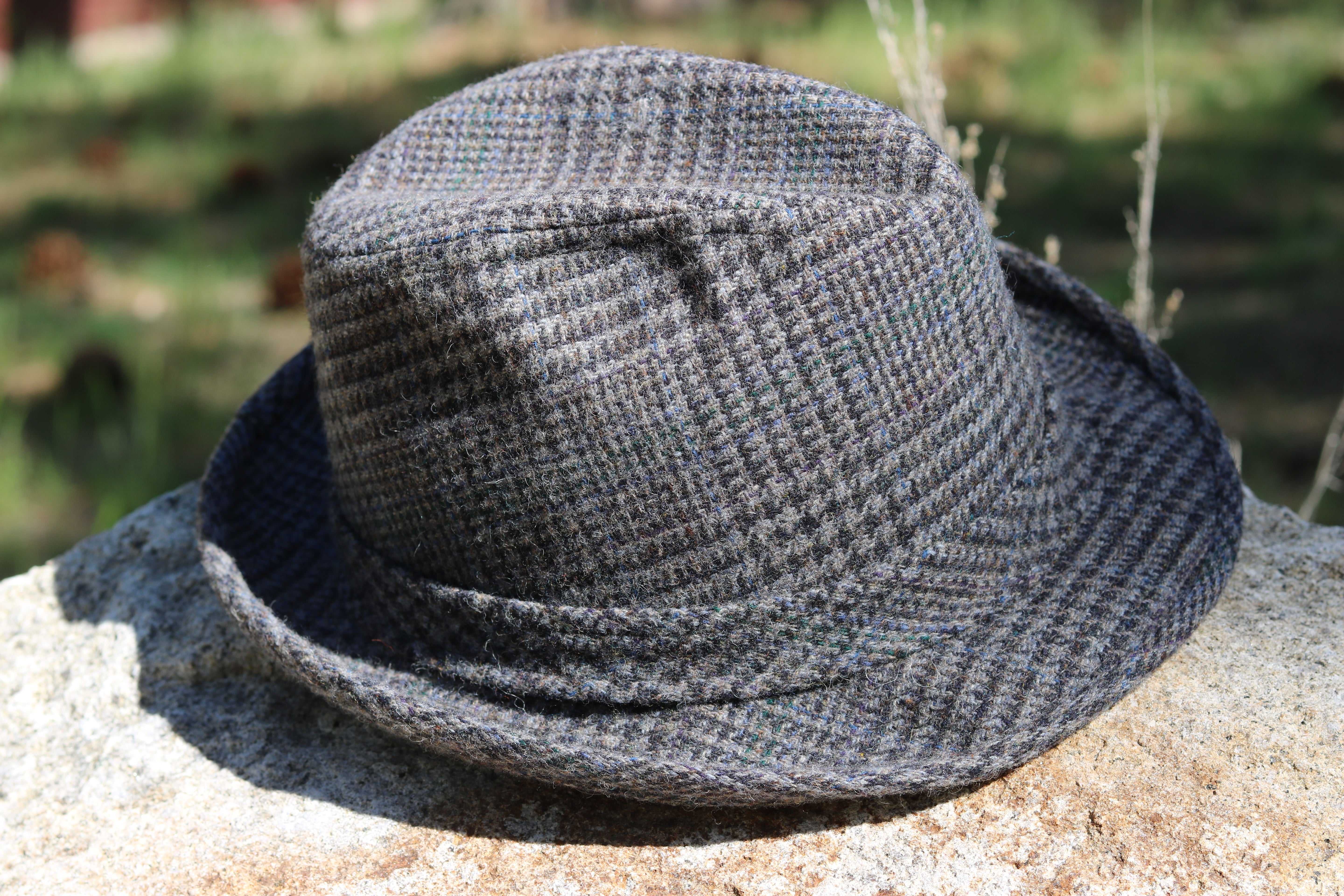 Pendleton Grey Plaid Virgin Wool Fedora Size 7 1/4