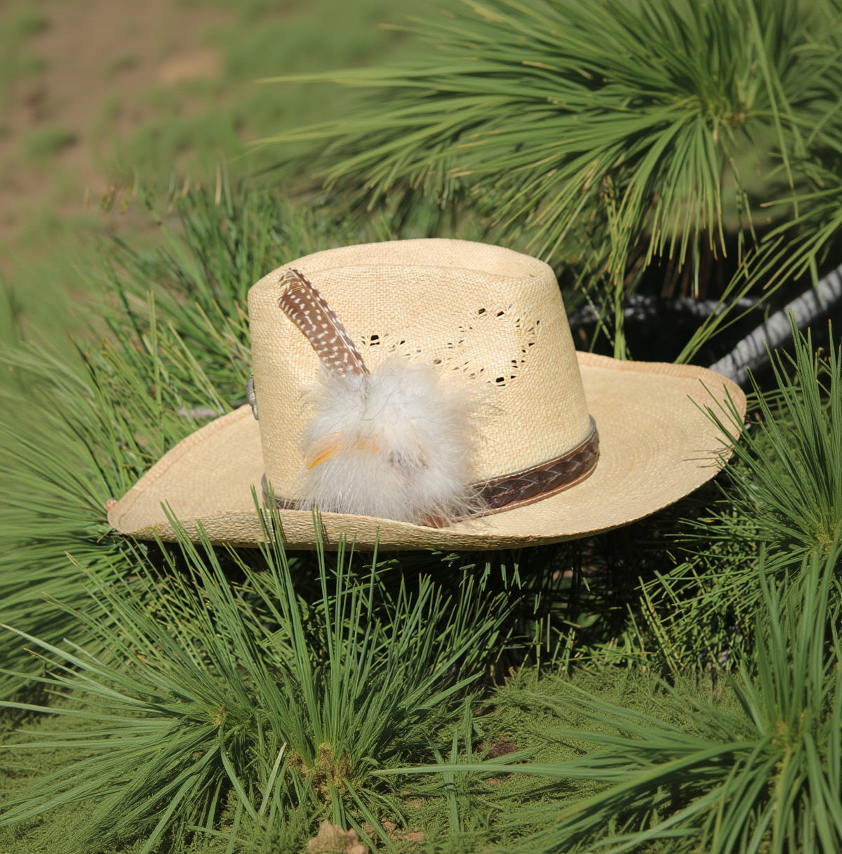 vintage stetson roadrunner straw cowboy hat bryant finish size 7 western summer hat feather band