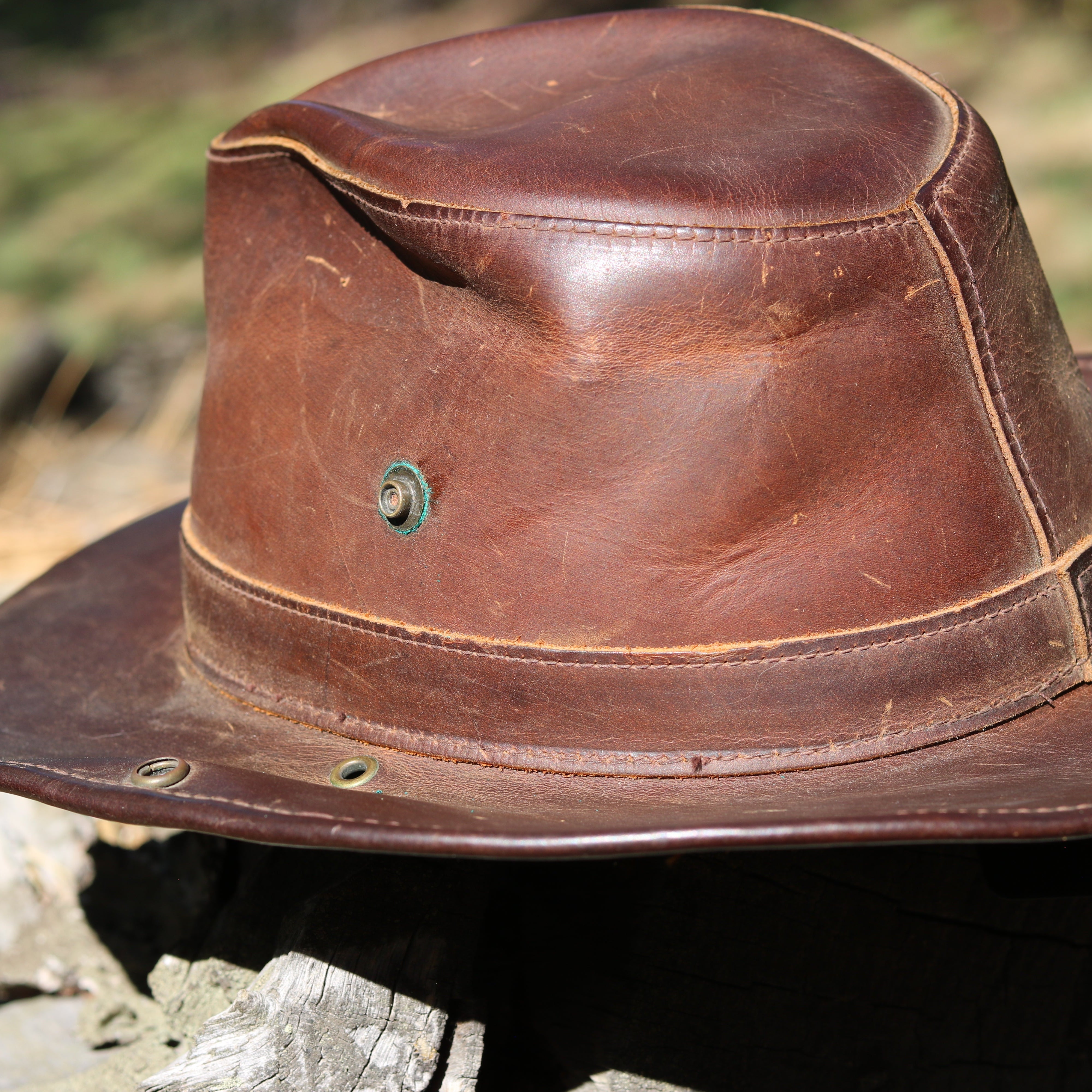 Vintage Henschel Aussie Brown Leather Safari Hat Medium