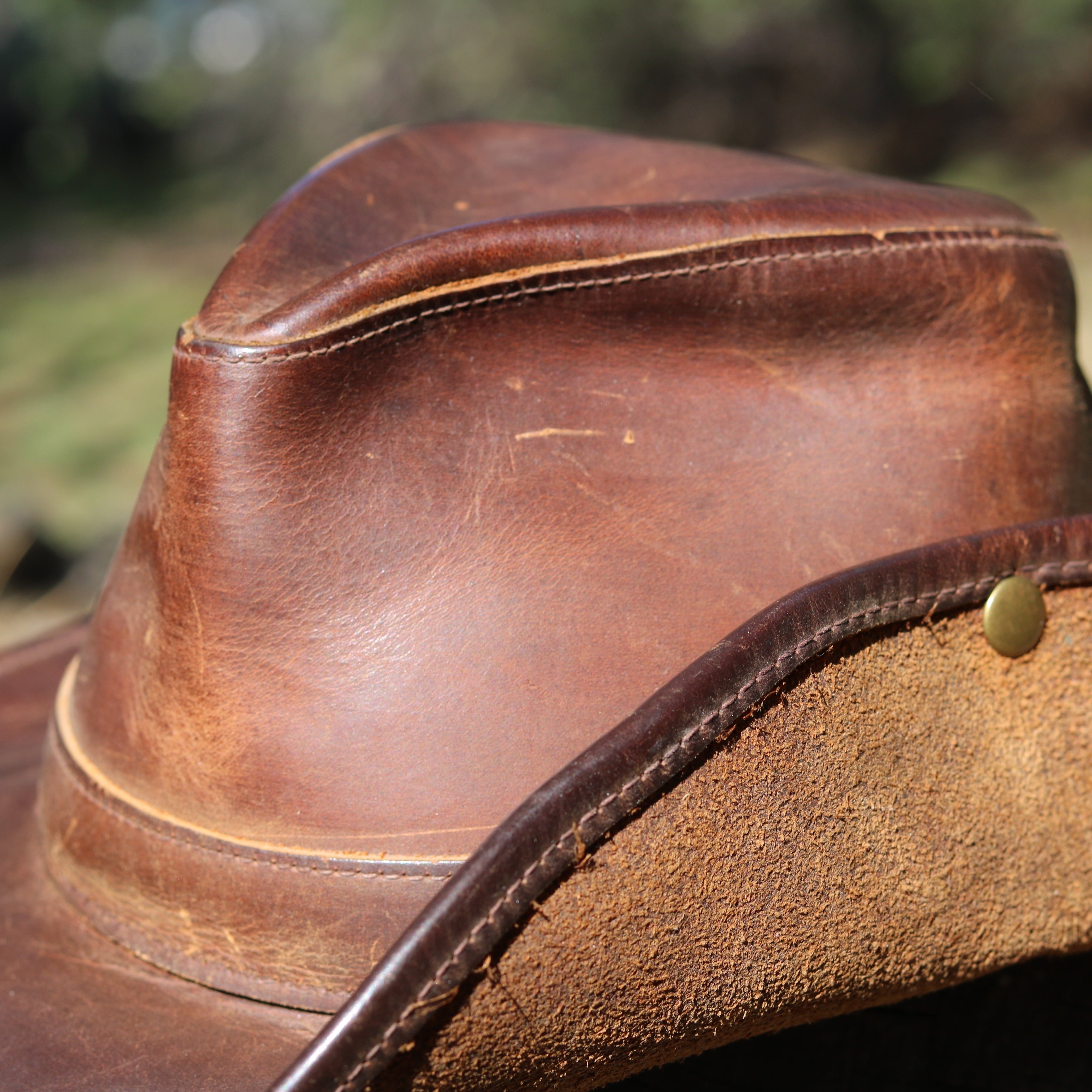 Vintage Henschel Aussie Brown Leather Safari Hat Medium