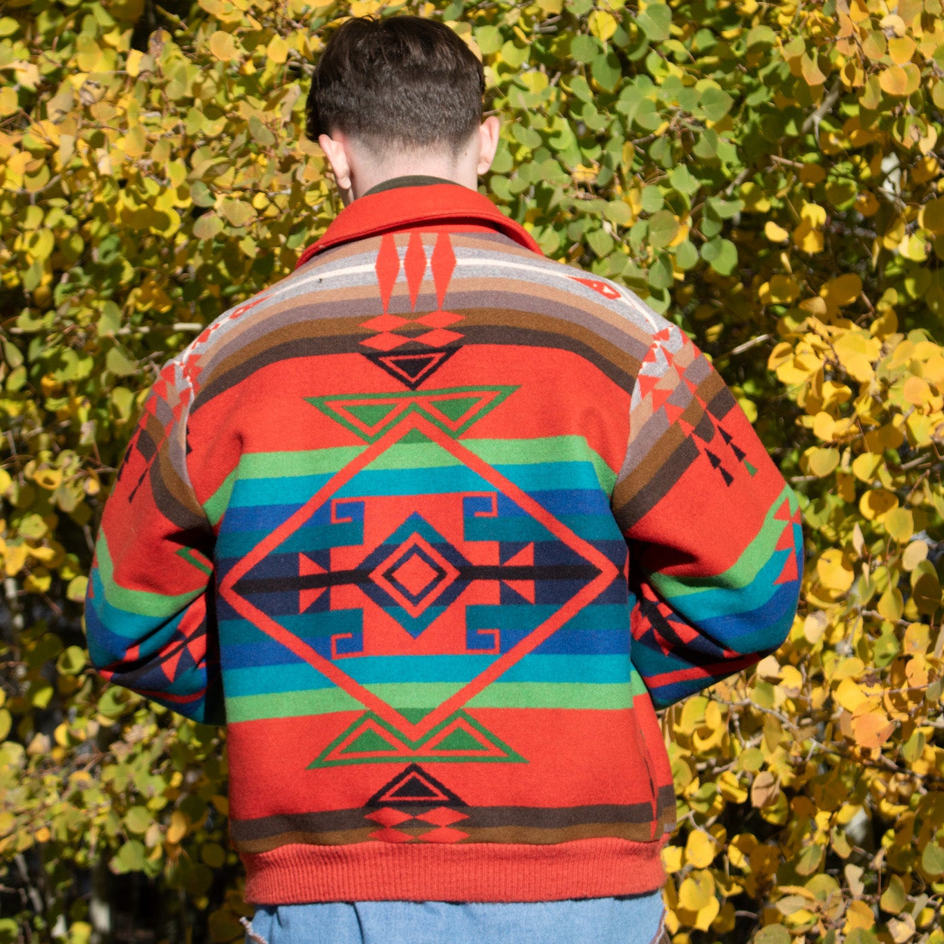 Pendleton Western Wool Jacket Large Made in USA Aztec Bomber Southwestern Red Coat