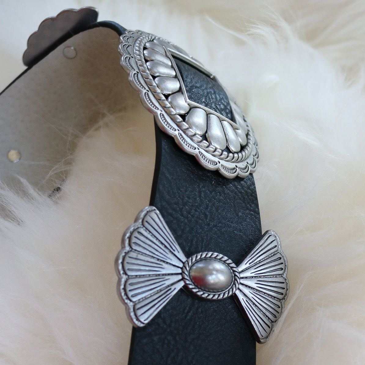Genuine Leather Concho Wide-Width Western Belt
