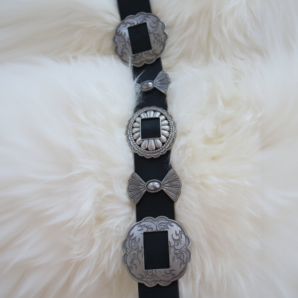 Genuine Leather Concho Wide-Width Western Belt