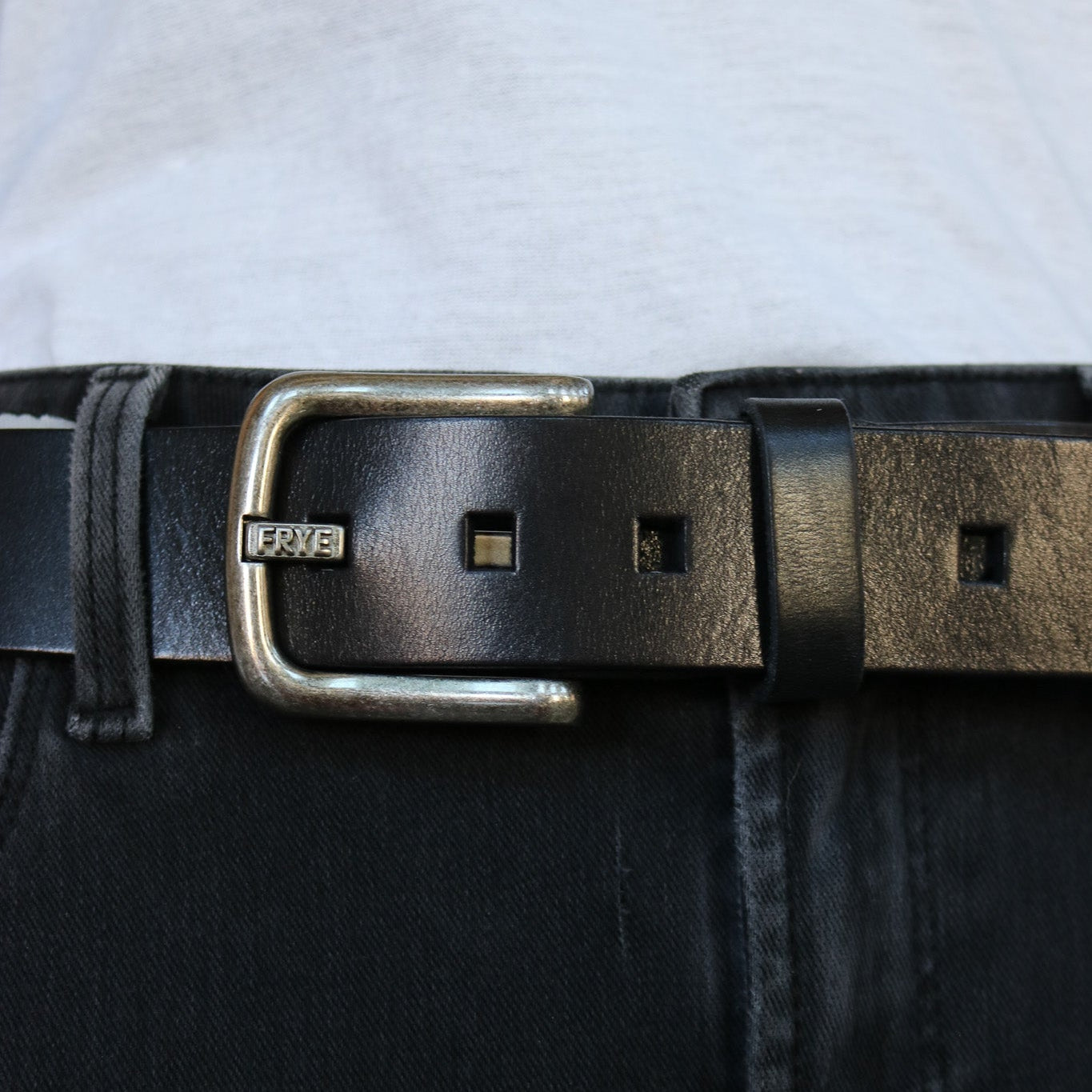 Men's FRYE Designer Leather Belt Black