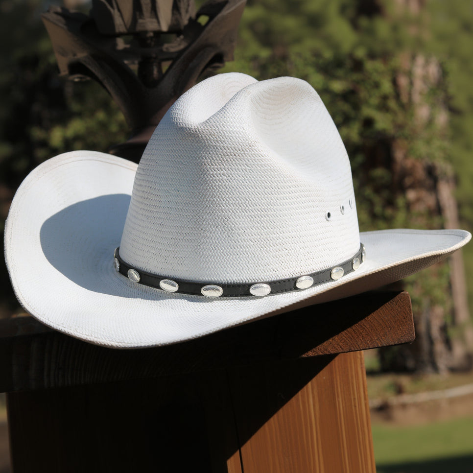 Stetson Oval Cowboy Hat With Black Band and Silver Embellishments