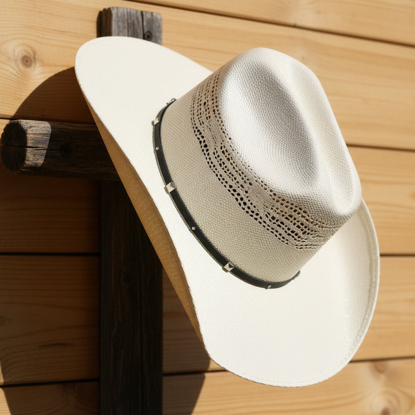 Vintage Stallion by Stetson White Straw Cowboy Hat – Size Small – Western Hat