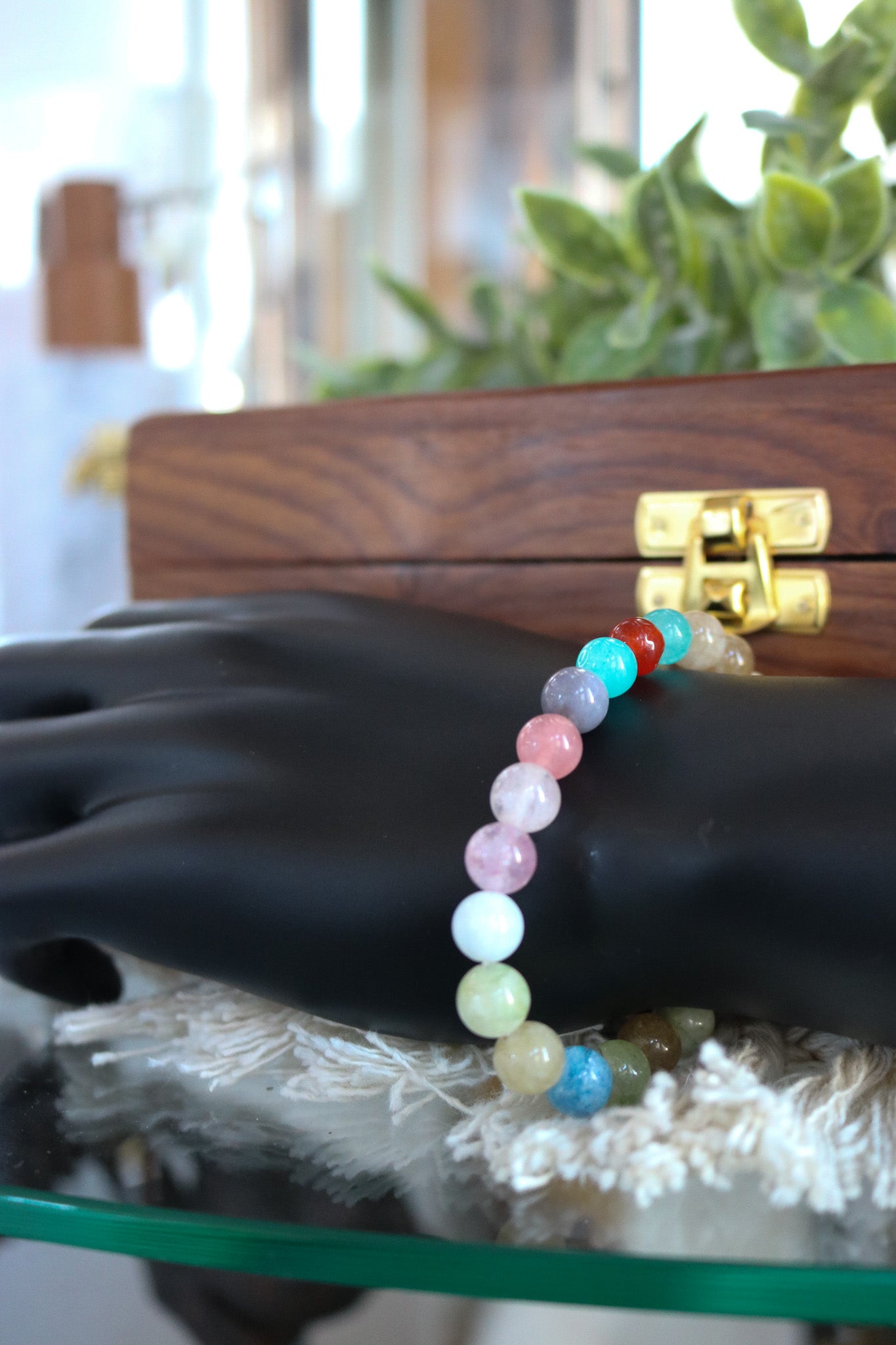 Beautifully Assorted Agate Stone Beaded Stretchy Bracelet
