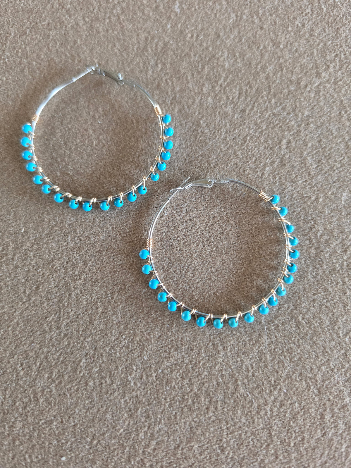 Turquoise Beaded Hoop Earrings