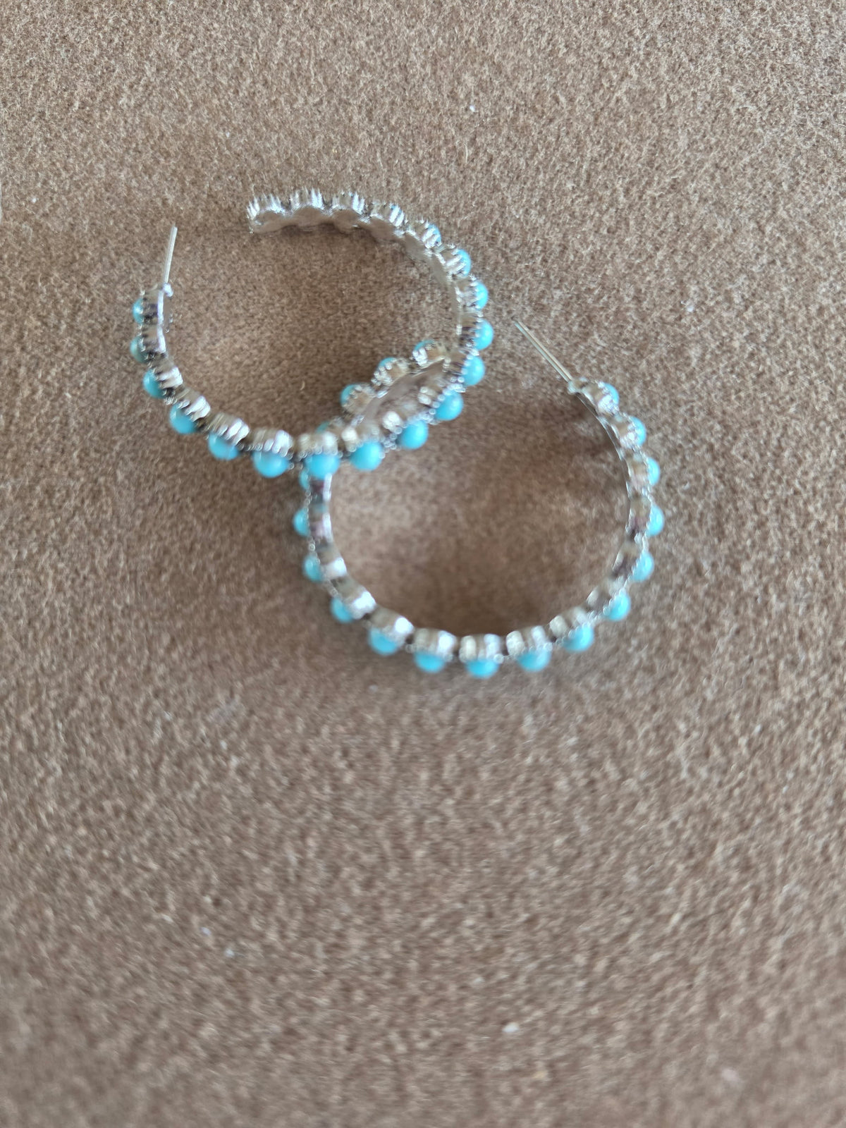 Turquoise Rhinestone Hoop Earrings