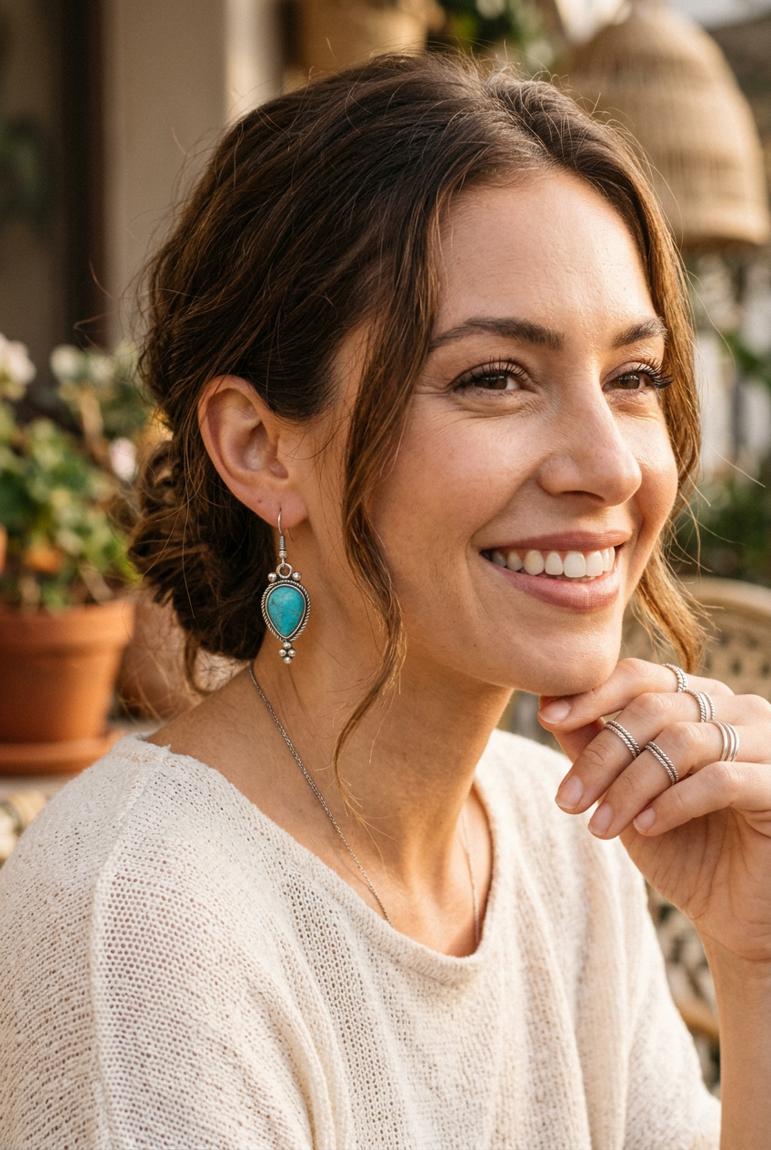 Turquoise Teardrop Dangle Earrings