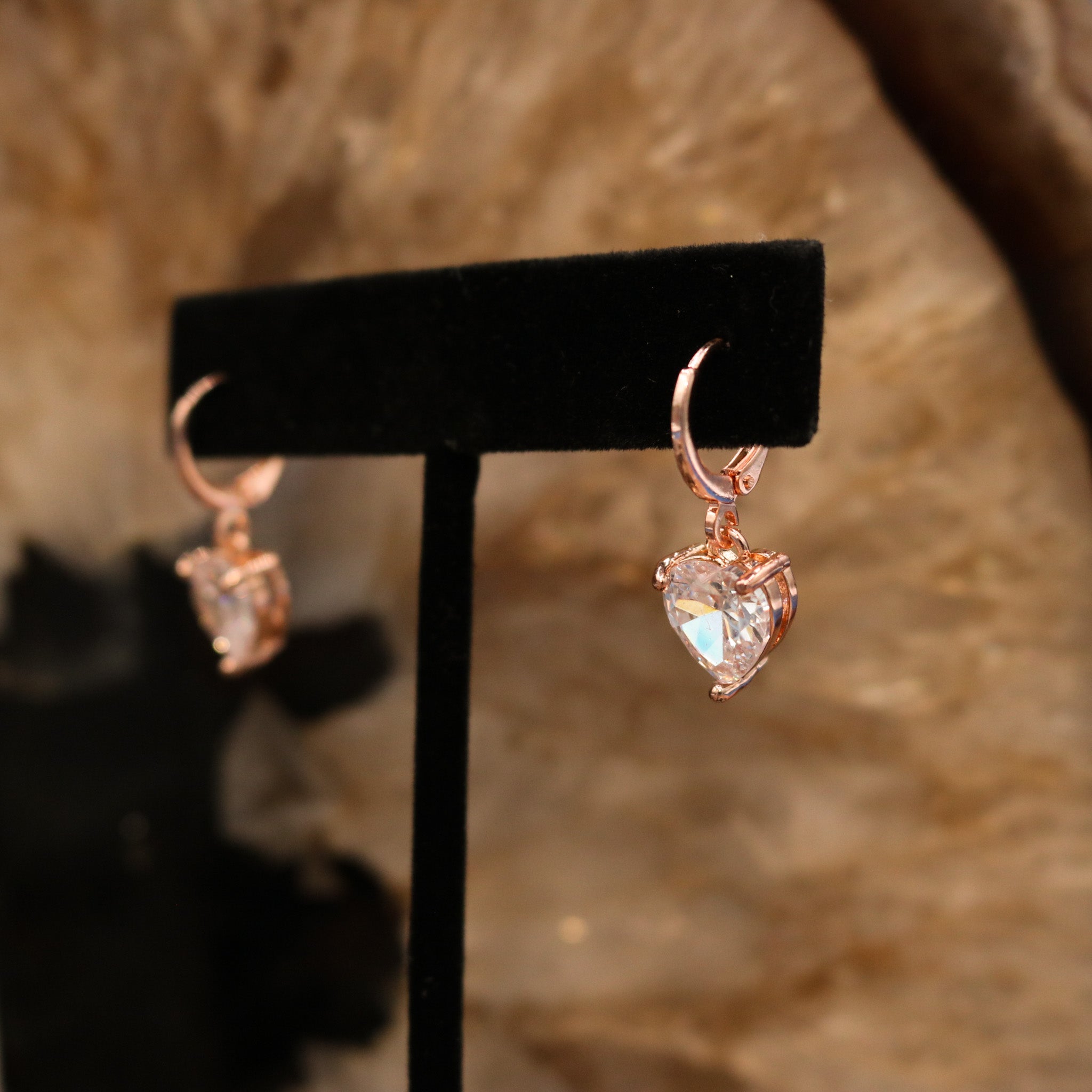 Rose Gold Lab Grown Heart Shaped Dimond Hoop Earrings