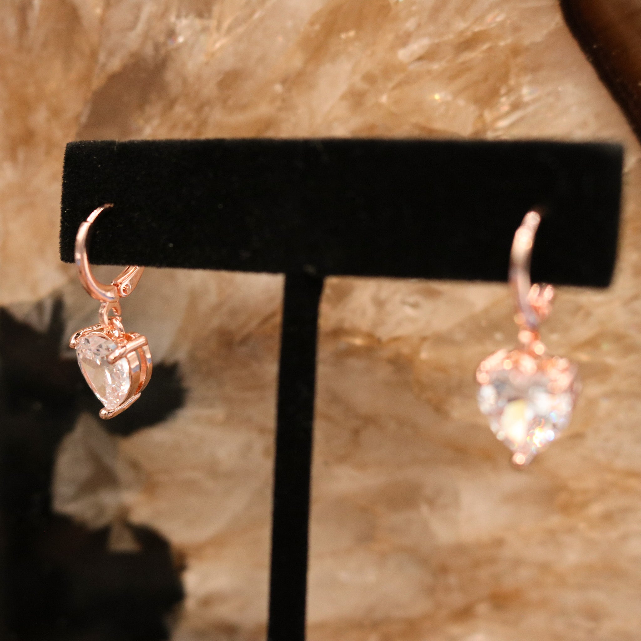 Rose Gold Lab Grown Heart Shaped Dimond Hoop Earrings