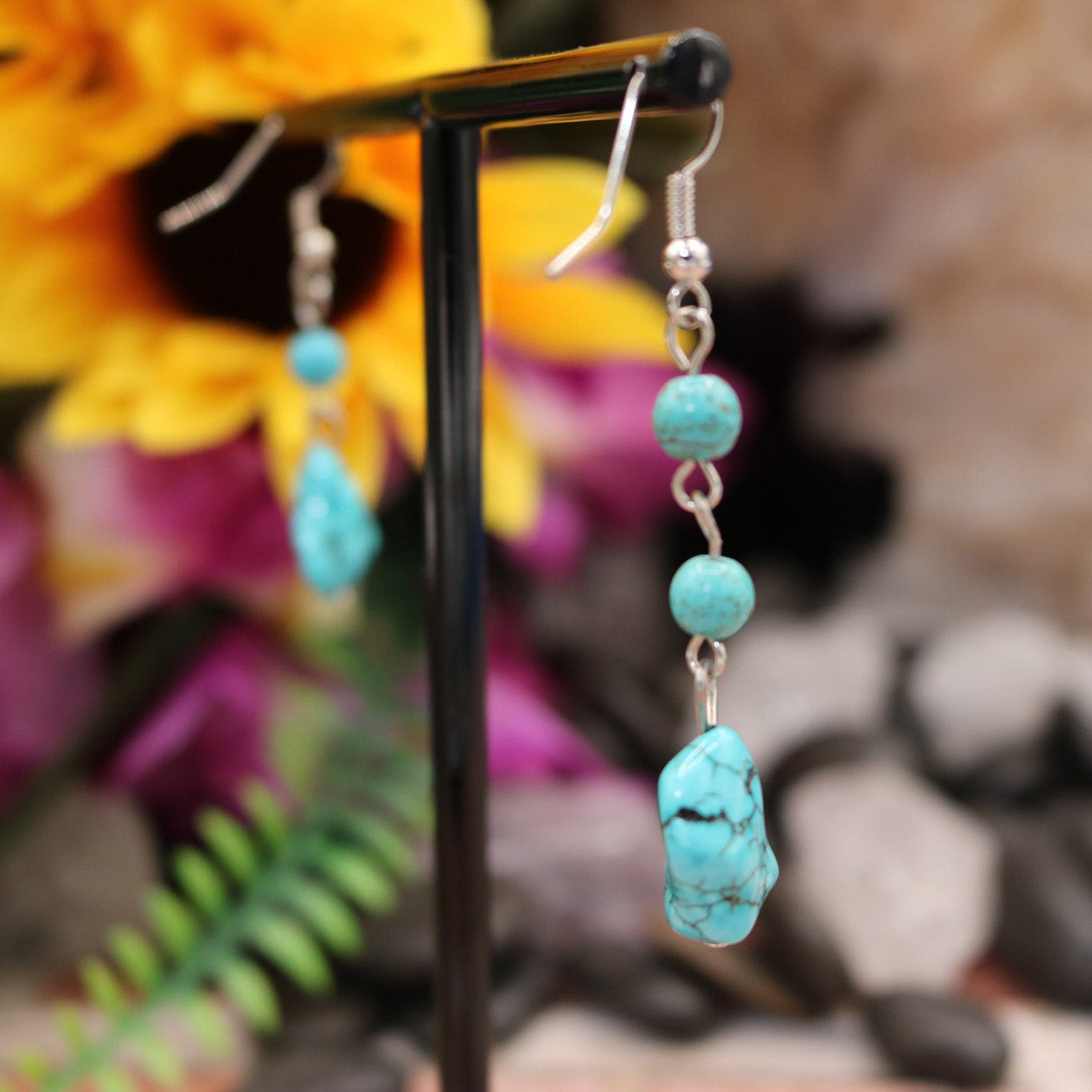Faux Turquoise Dangle Earrings