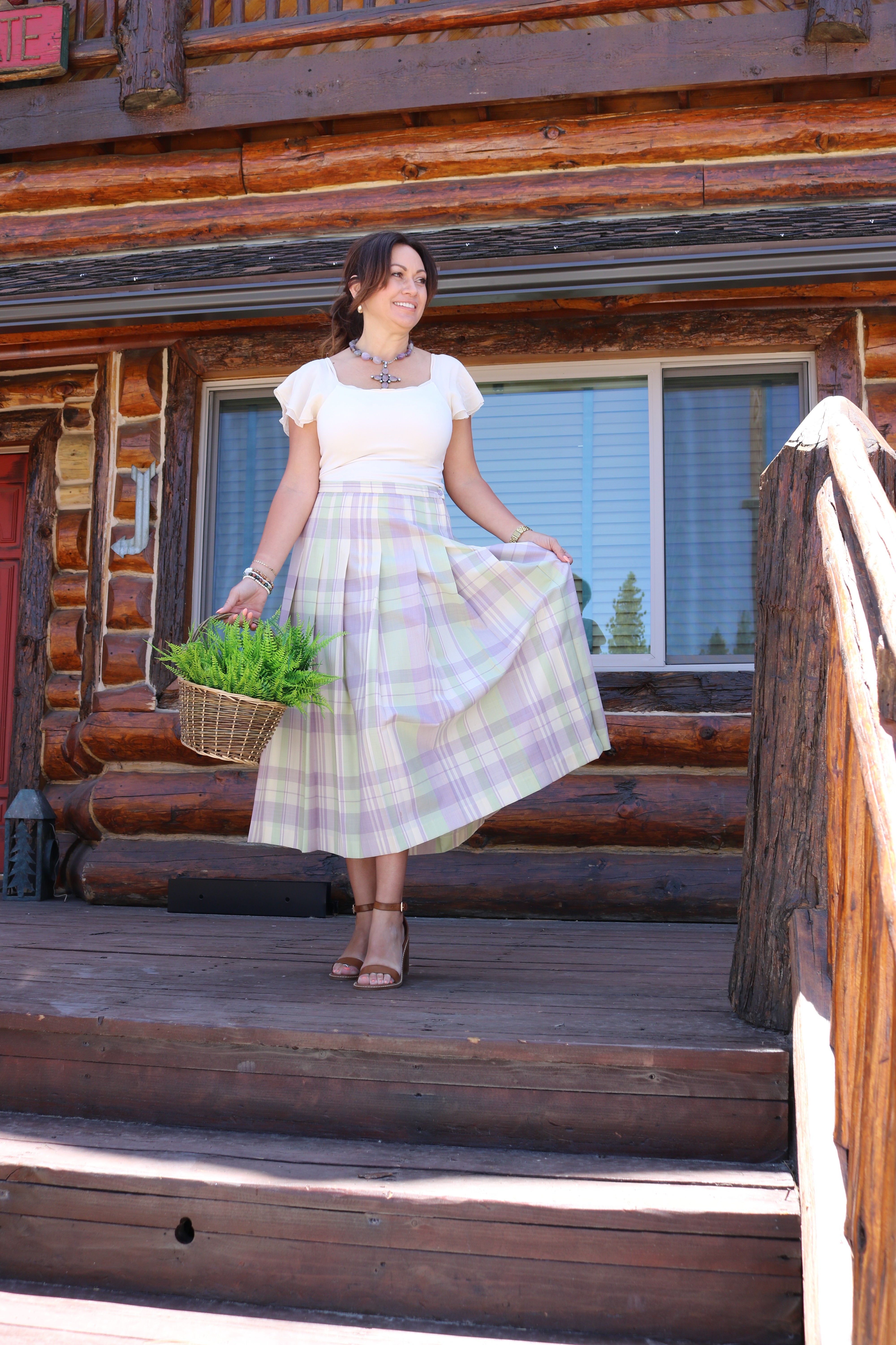 Vintage Pendleton Wool Skirt Size 14 Pleated Midi Spring Plaid Academia Cottagecore