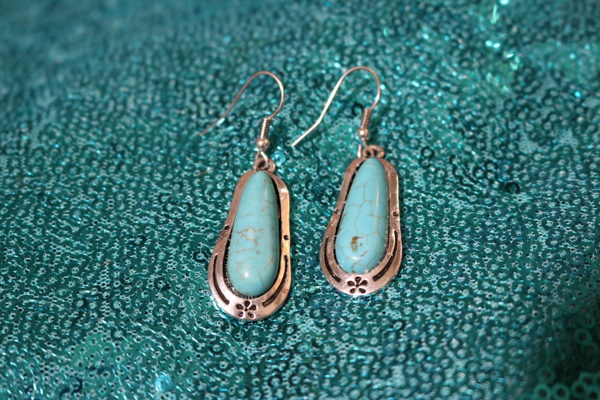 Fabulous Faux Turquoise Dangle Earrings