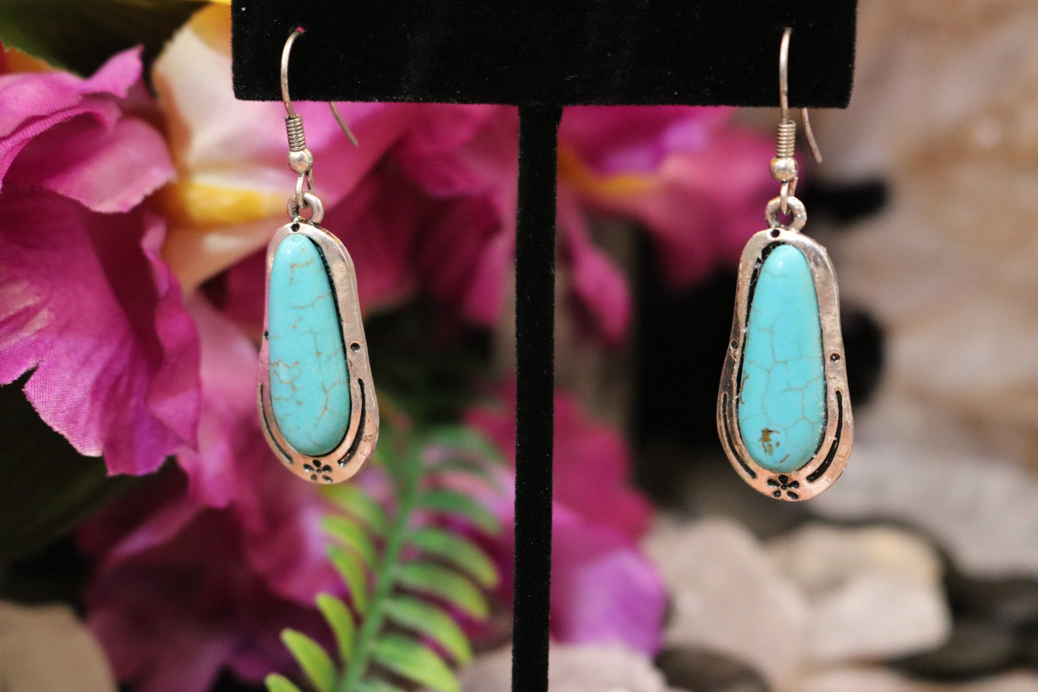 Fabulous Faux Turquoise Dangle Earrings
