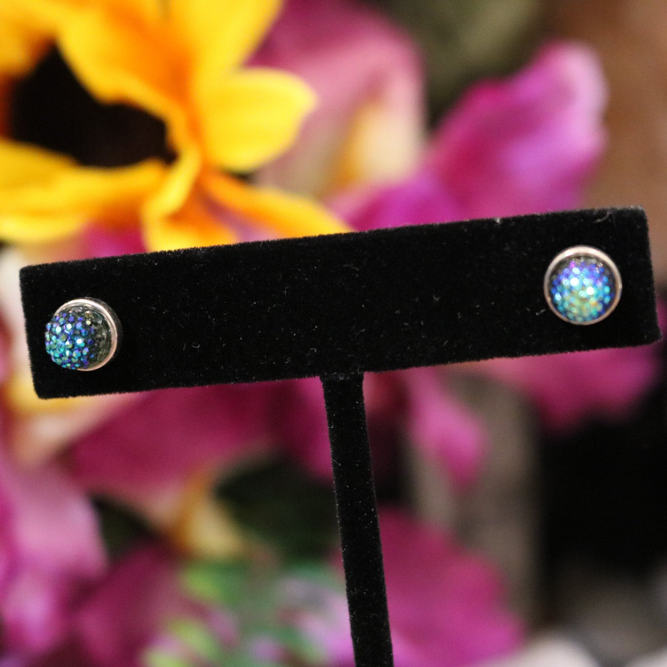 Blue and Green Mermaid Stud Earrings