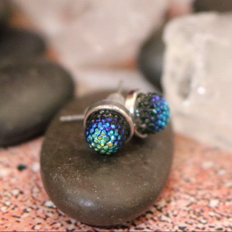 Blue and Green Mermaid Stud Earrings