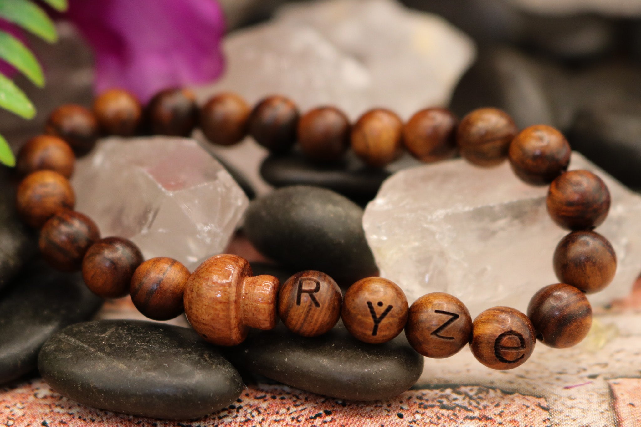 Ryze Handmade Black Rosewood Mushroom Charm Bracelet