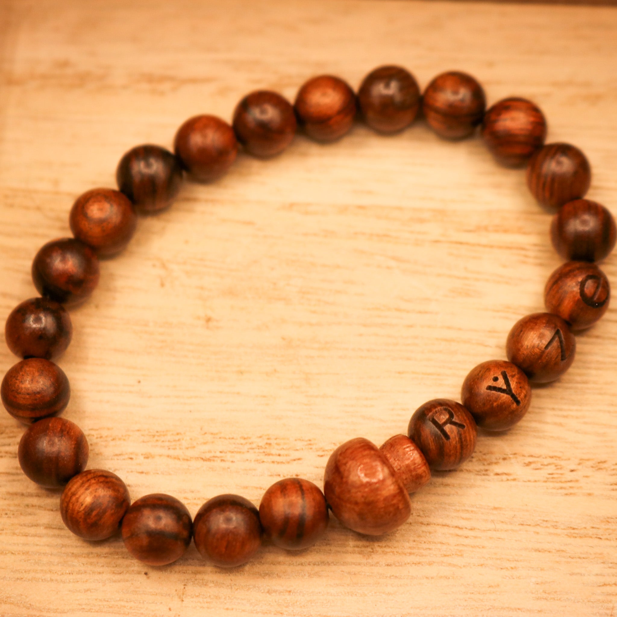 Ryze Handmade Black Rosewood Mushroom Charm Bracelet