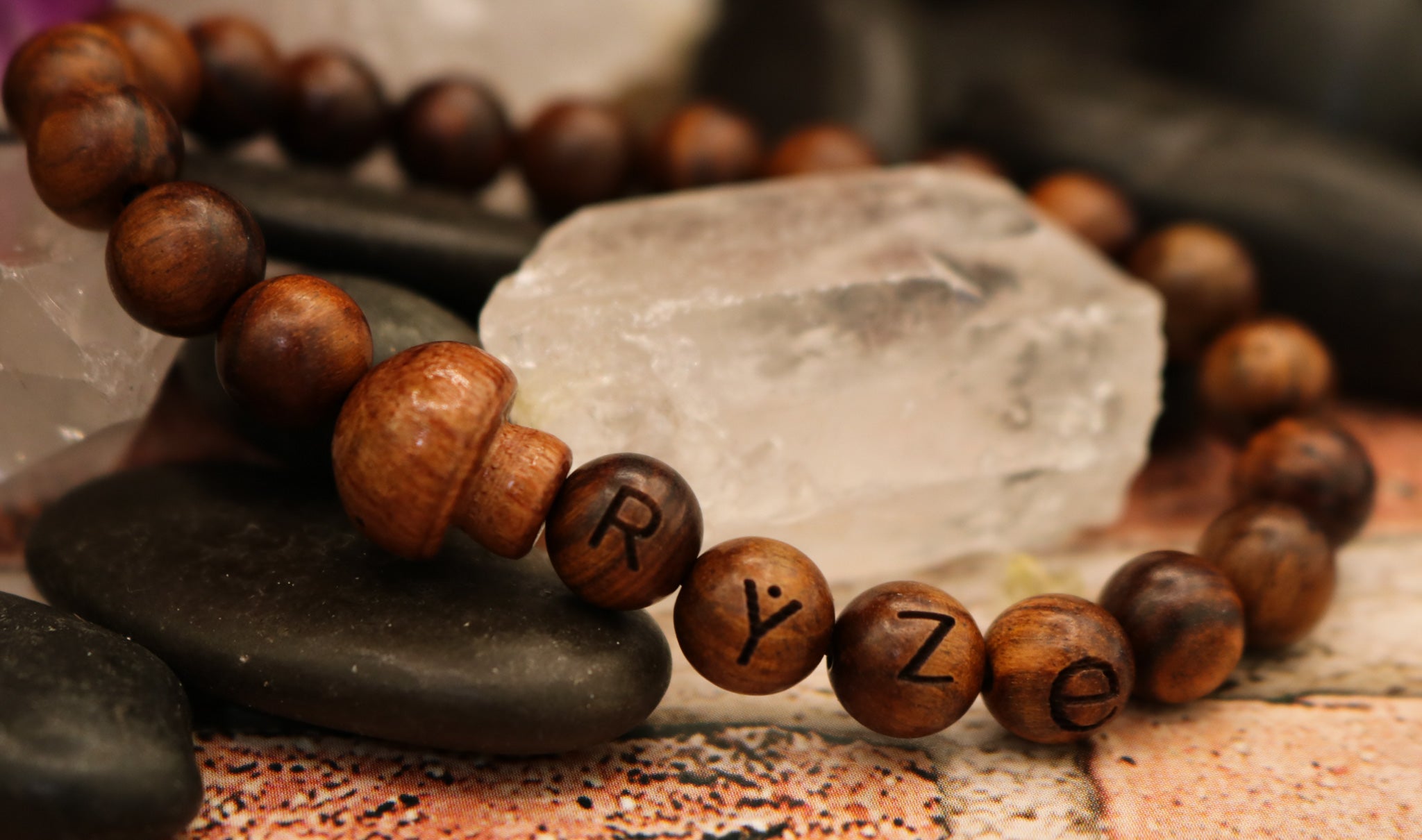 Ryze Handmade Black Rosewood Mushroom Charm Bracelet