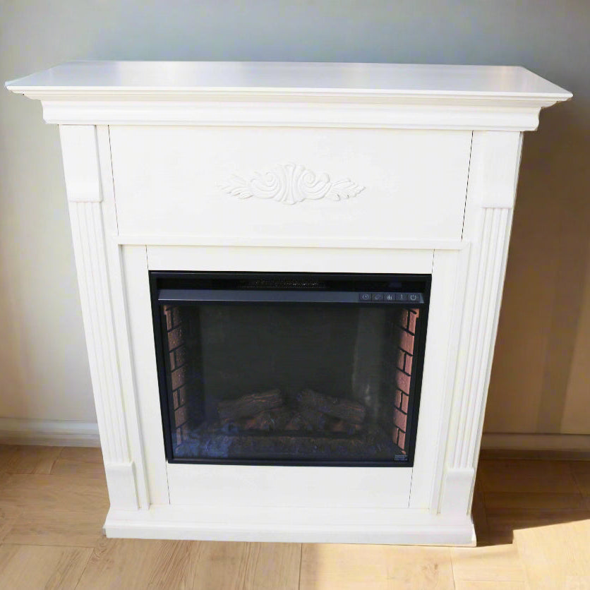 Southern Enterprises Ivory Electric Fireplace with Remote Control