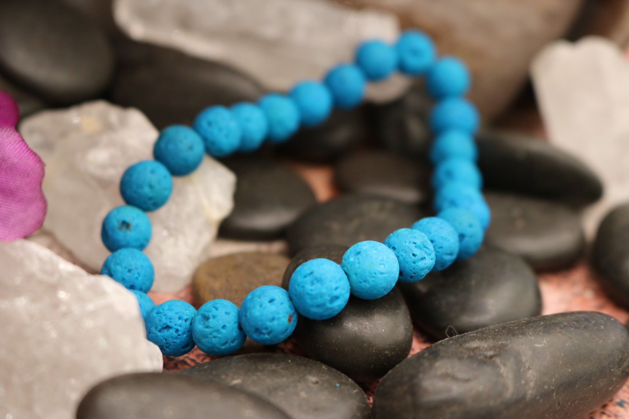 Blue Volcanic Basaltic Lava Gemstone Bracelet