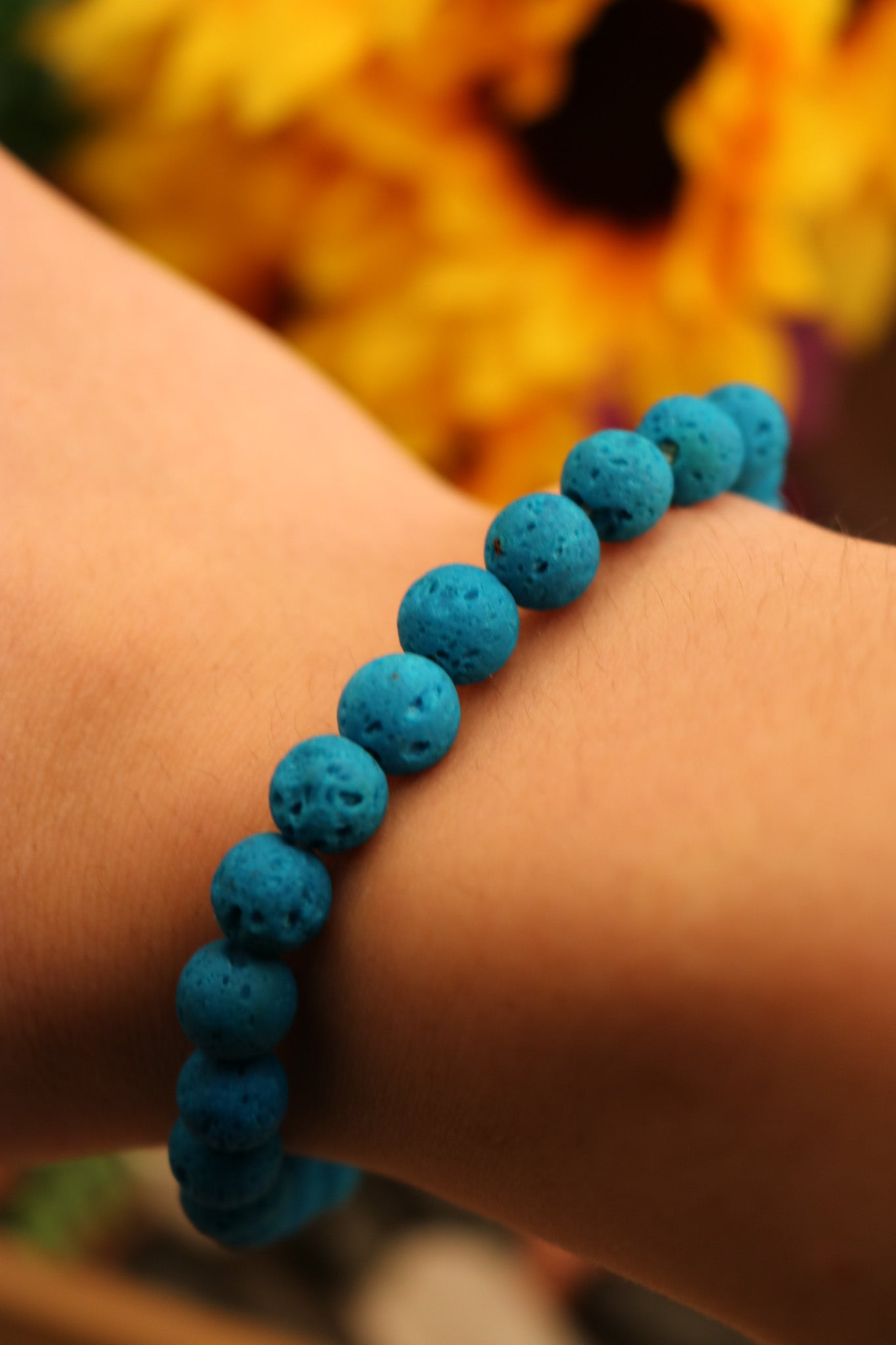 Blue Volcanic Basaltic Lava Gemstone Bracelet