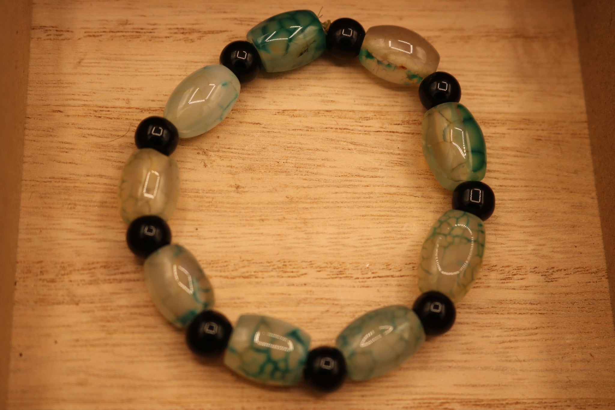 Elegant Black Beads with Colored Beads Stretch Bracelet