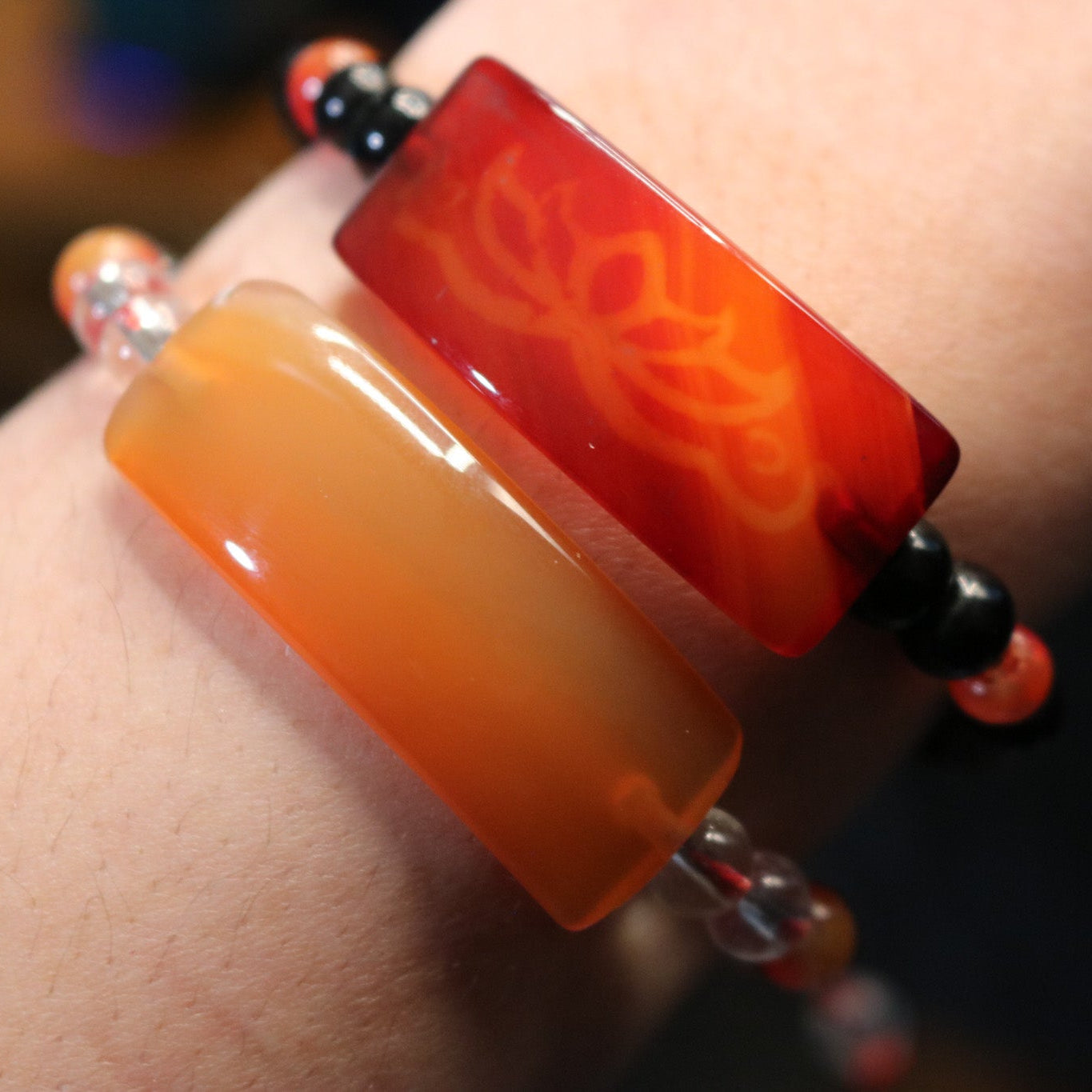 Calming Agate Beaded Charm Bracelet