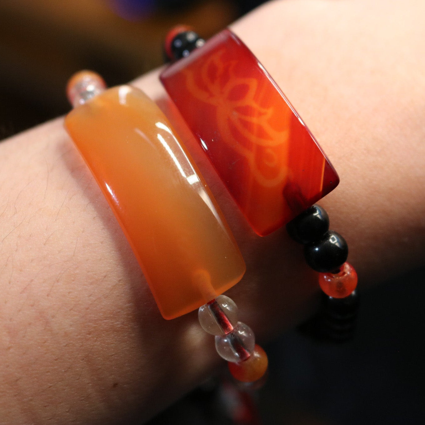 Calming Agate Beaded Charm Bracelet