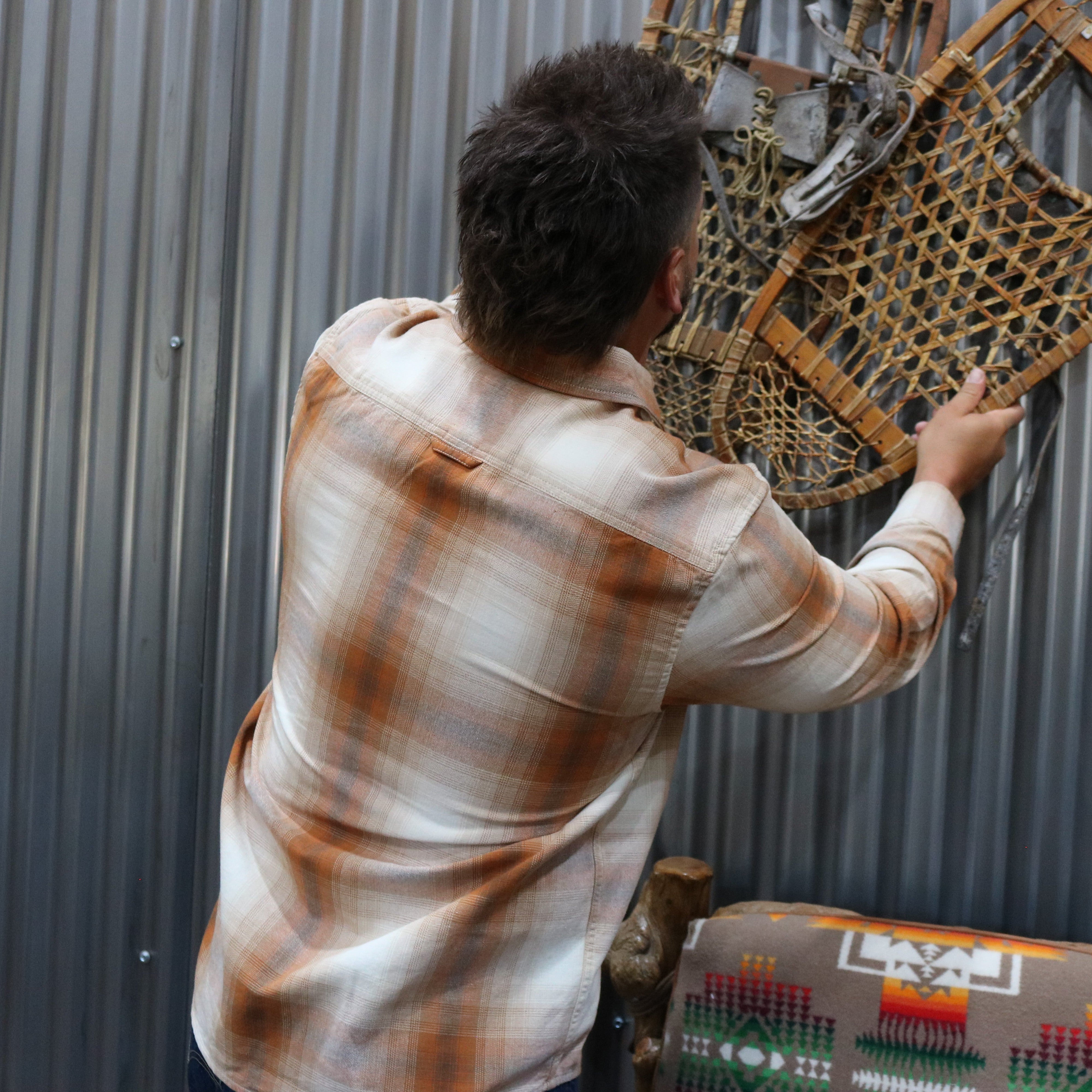 Pendleton Beach Shack Ivory/Copper/Rust Ombre Plaid Button-up Shirt