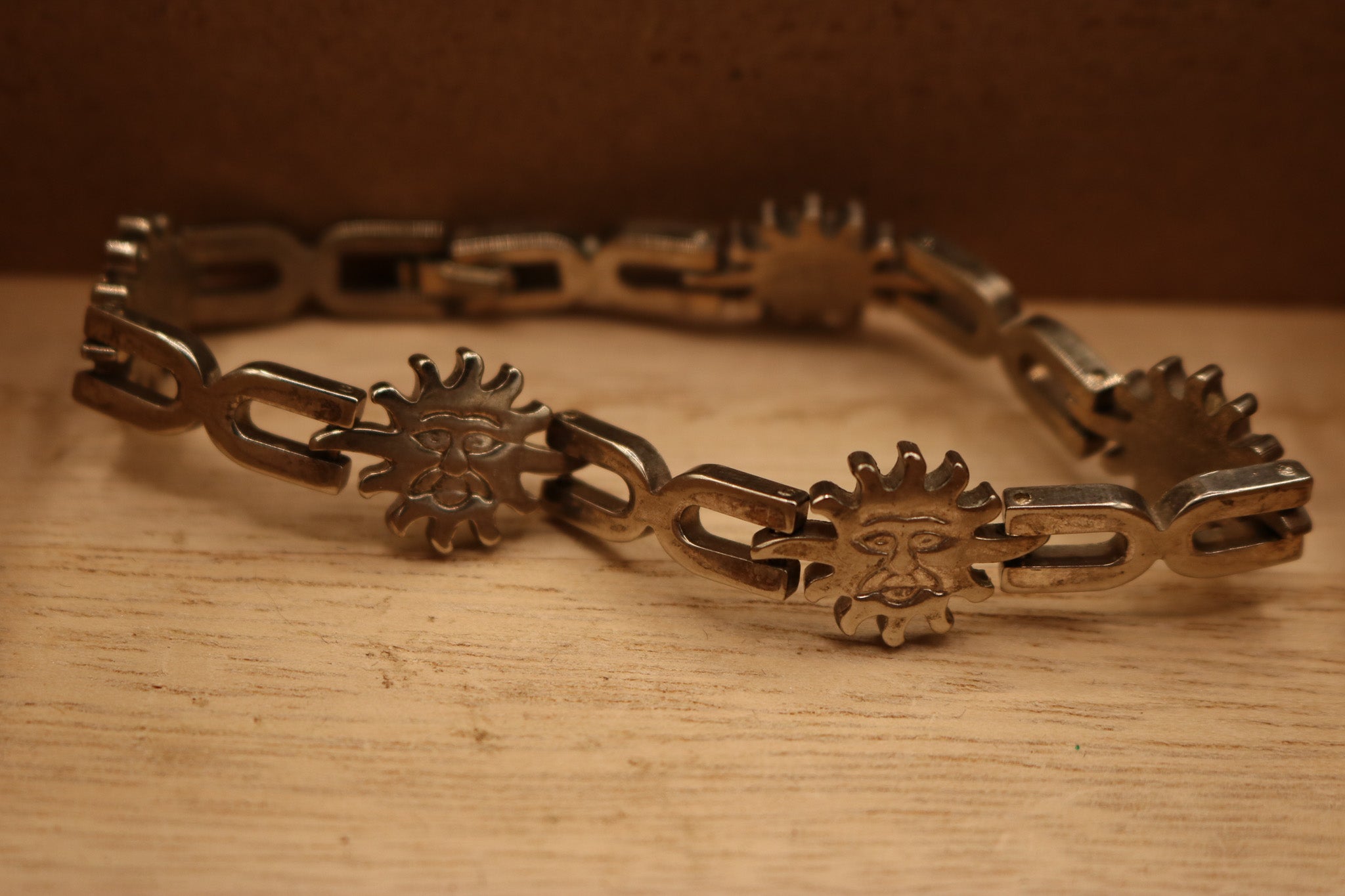 Chrome Sun Burst Chain Link Bracelet