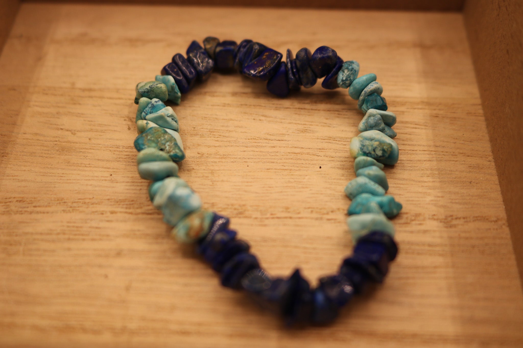 Beautiful Turquoise and Lapis Lazuli Stone Stretch Bracelet