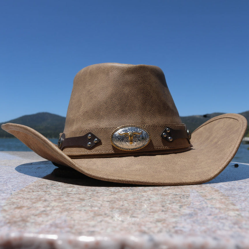 MUMUWU Leather Western Cowboy Hat