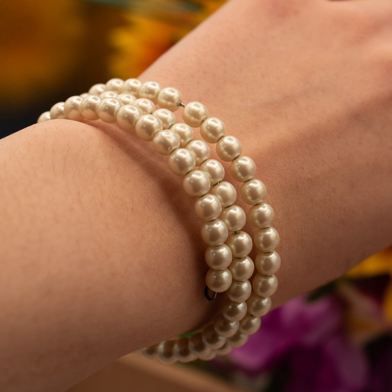Faux Pearl Wired Wrap Necklace