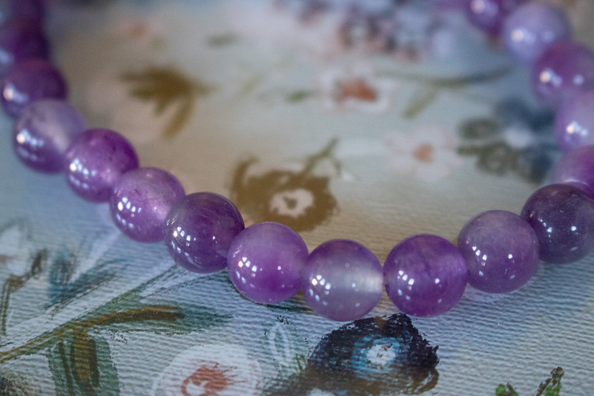 Amethyst Stone Beaded Stretchy Bracelet