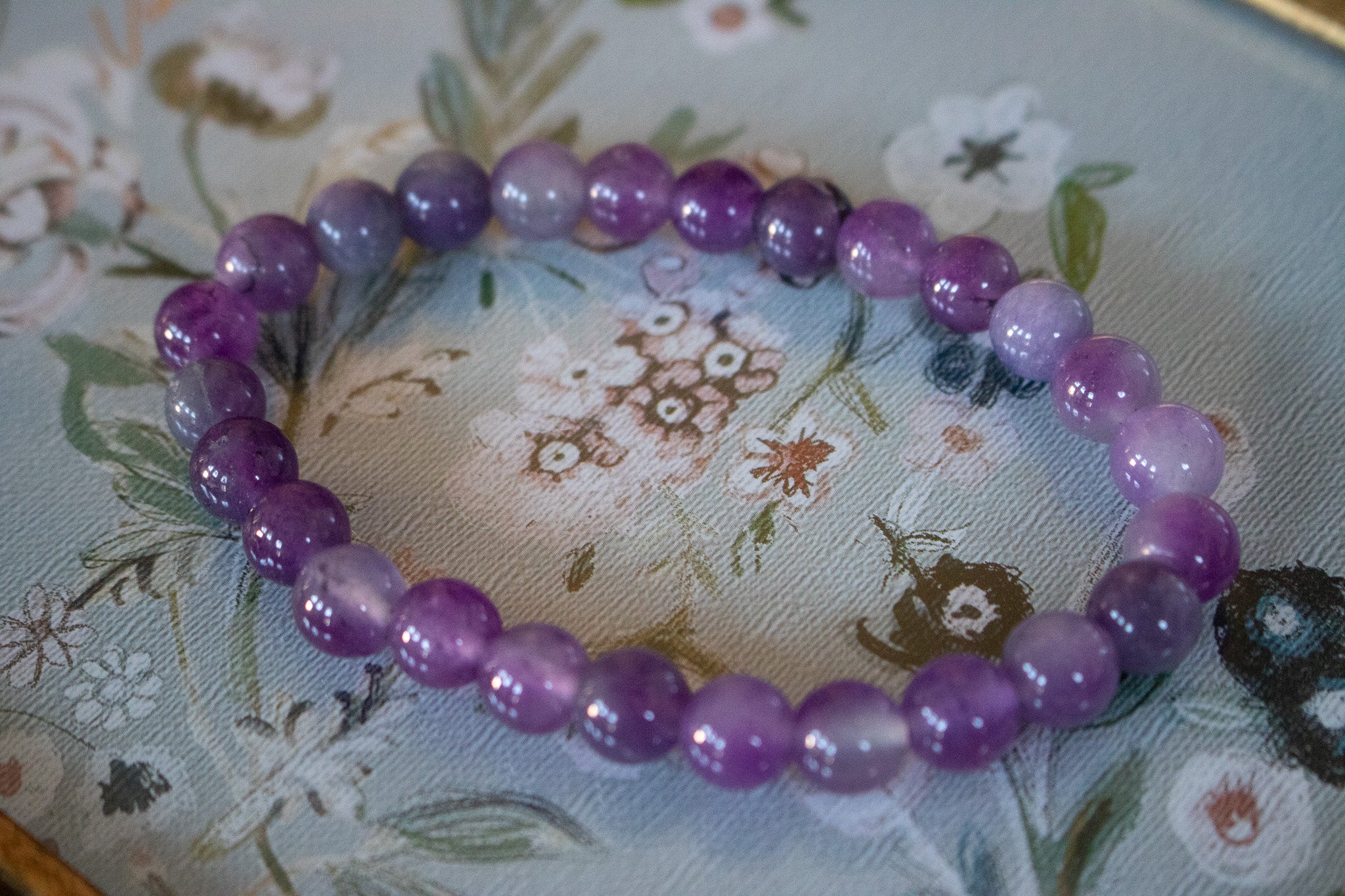 Amethyst Stone Beaded Stretchy Bracelet