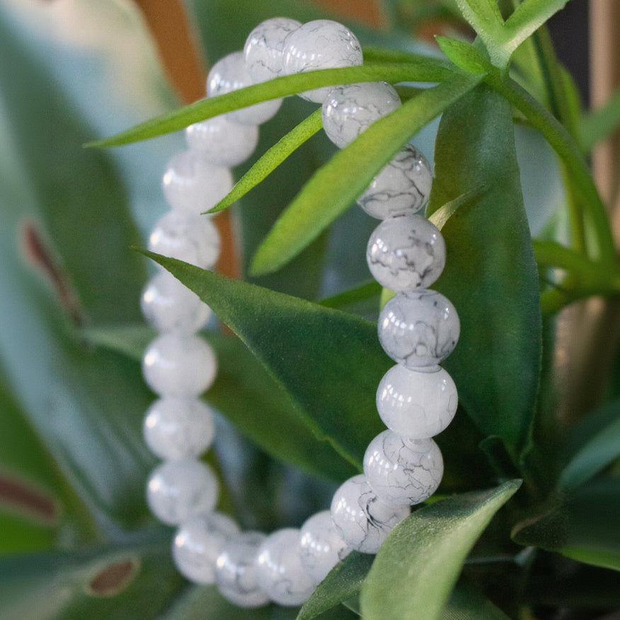 Black Dragon Vein Agate Beaded Stretchy Bracelet
