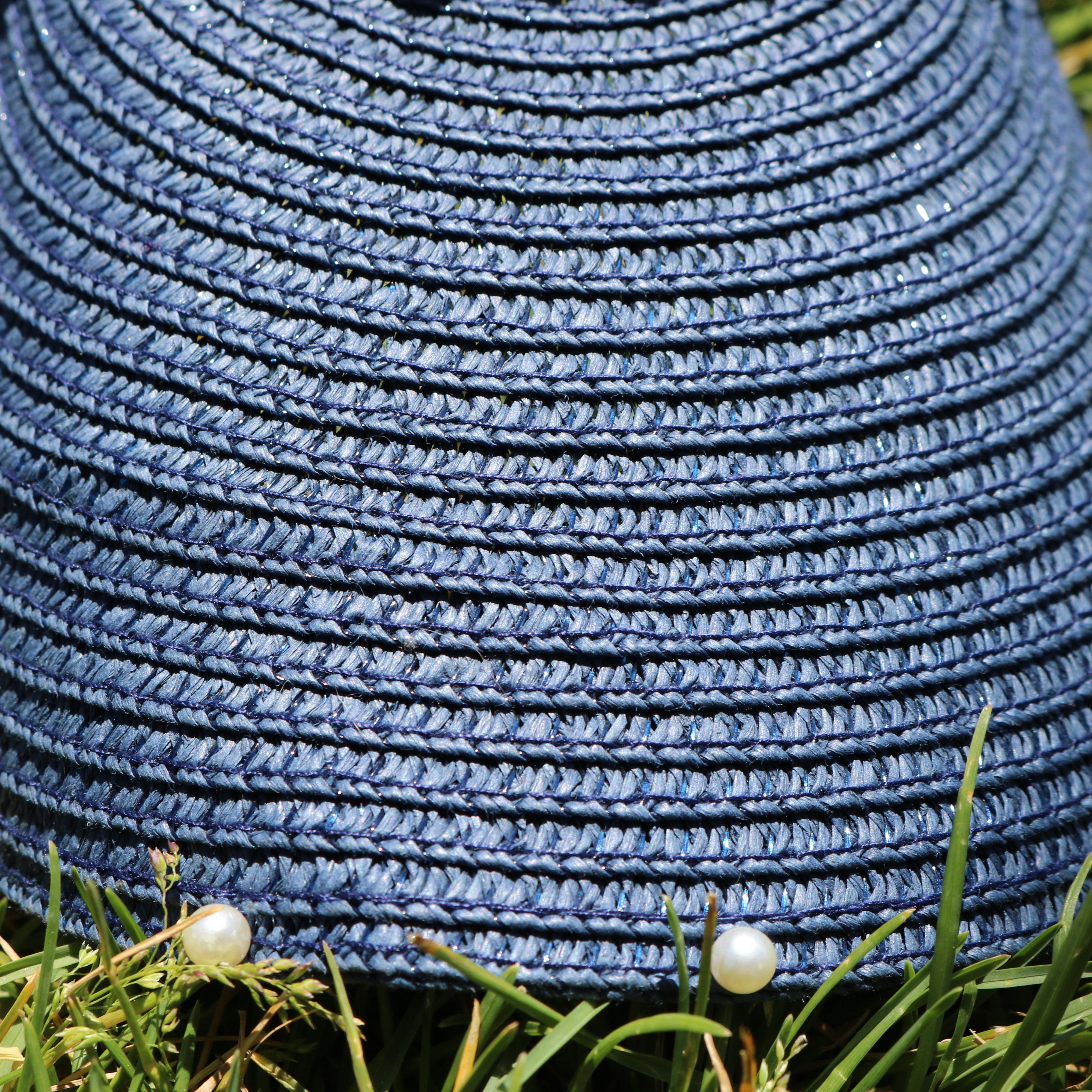 Women's Woven Visor with Faux Pearl Decoration
