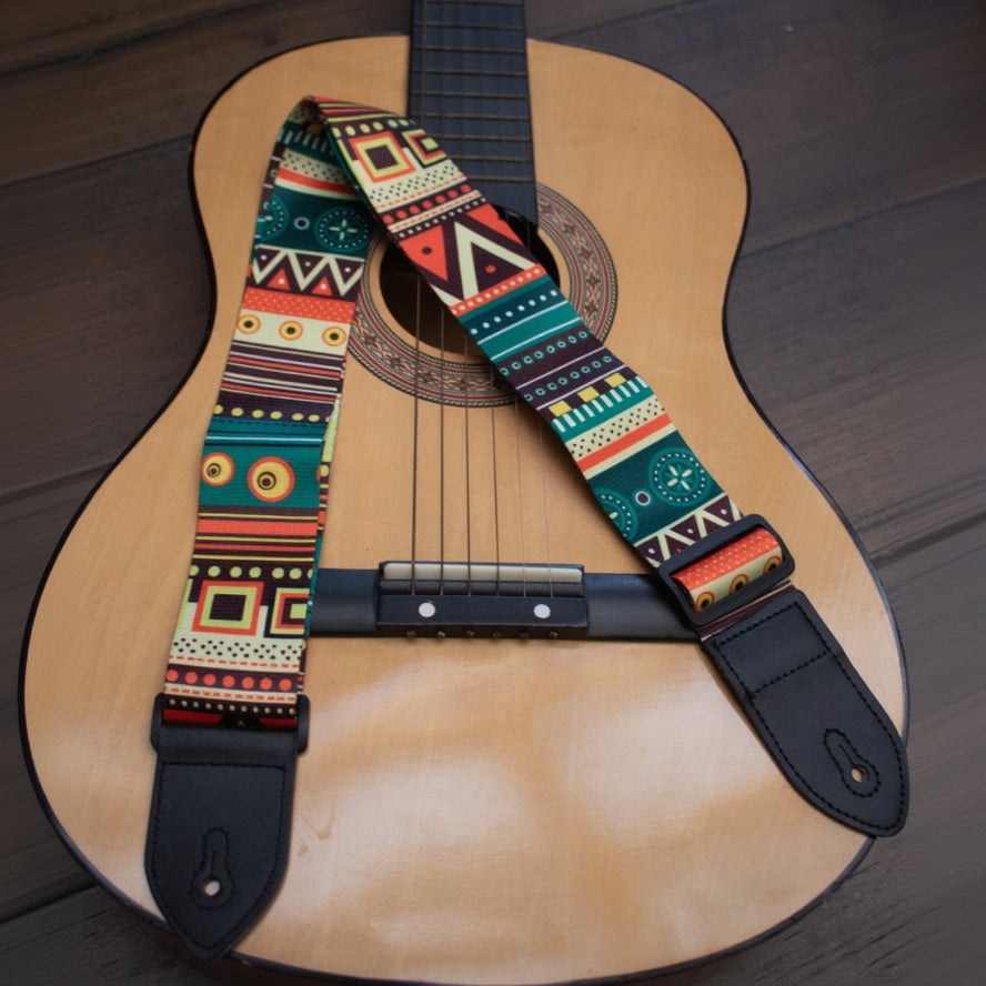 Guitar Strap for Acoustic Electric Guitar and Bass Multi-Colored Adjustable Guitar Belt PU Leather Ends