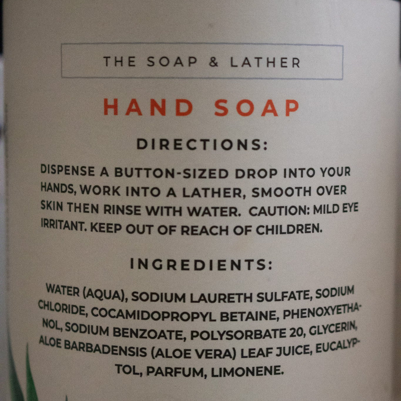 The Soap & Lather Eucalyptus Mint Hand Soap