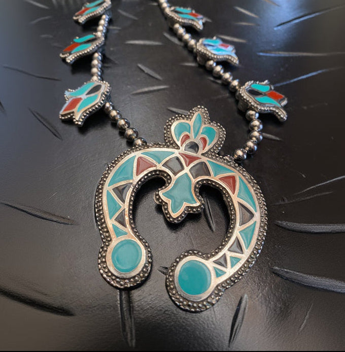 Vintage Native Inspired Squash Blossom Necklace