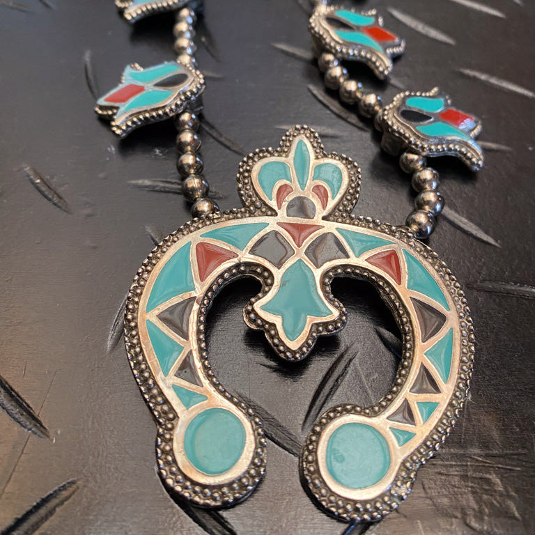 Vintage Native Inspired Squash Blossom Necklace