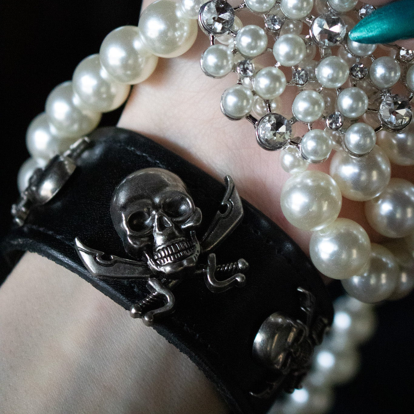 Pirate Leather Skull Bracelet